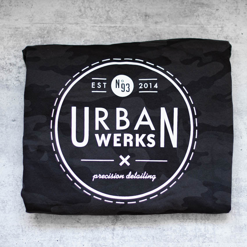 Urban Werks Shadow Camo Hoodie Sweatshirt Back With Full Size Circle Logo