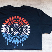 Ultimate Klasse Red White and Blue Klasicle Tee Shirt Back with Crest Logo